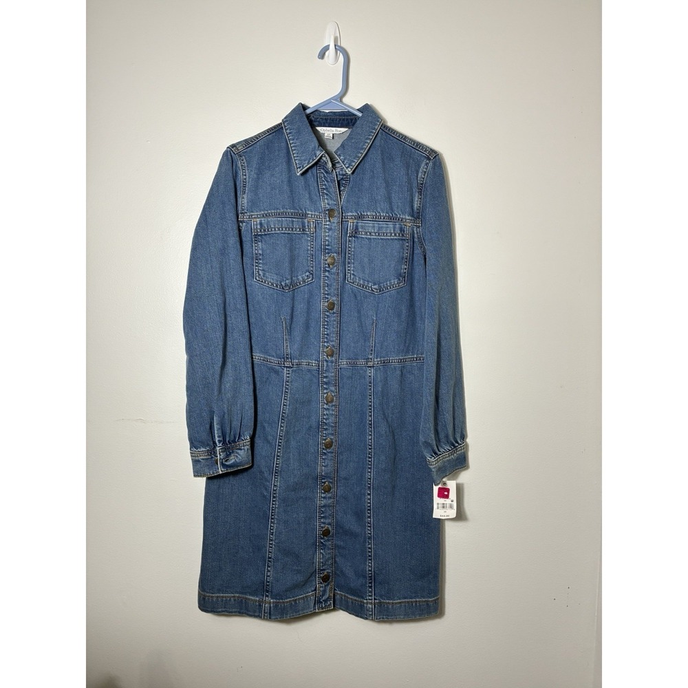 NEW! Ophelia Roe Button Up Denim Dress Sz 10 Western Rodeo Long Sleeve